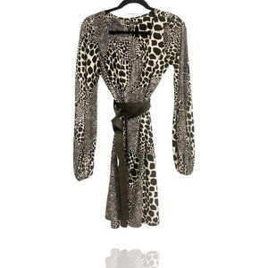 Laundry Animal Print Dress with Leather Wrap Belt